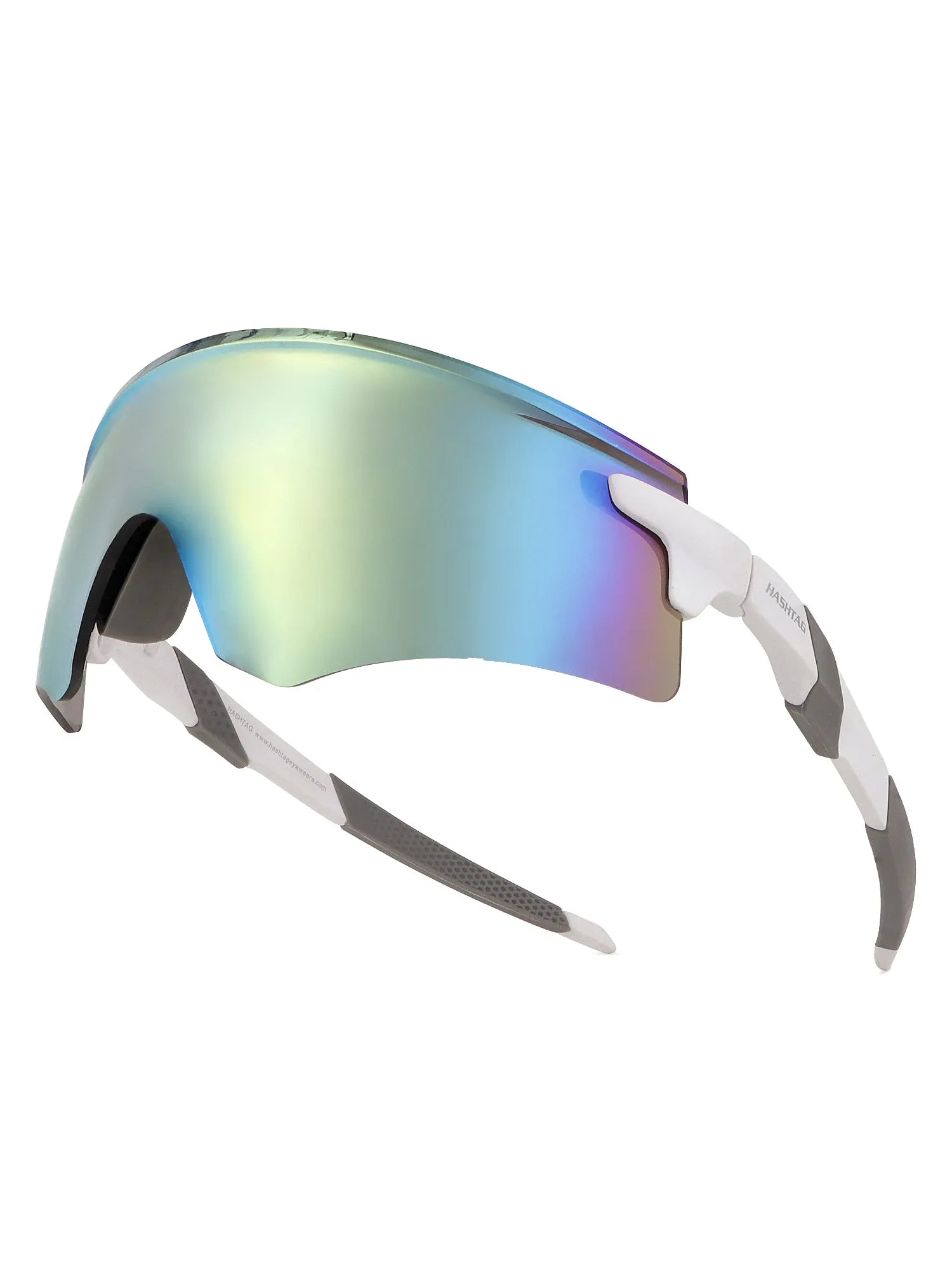 Drakion | White Medium Rim Less Shield Sports Glasses for Men & Women [UV-protected]
