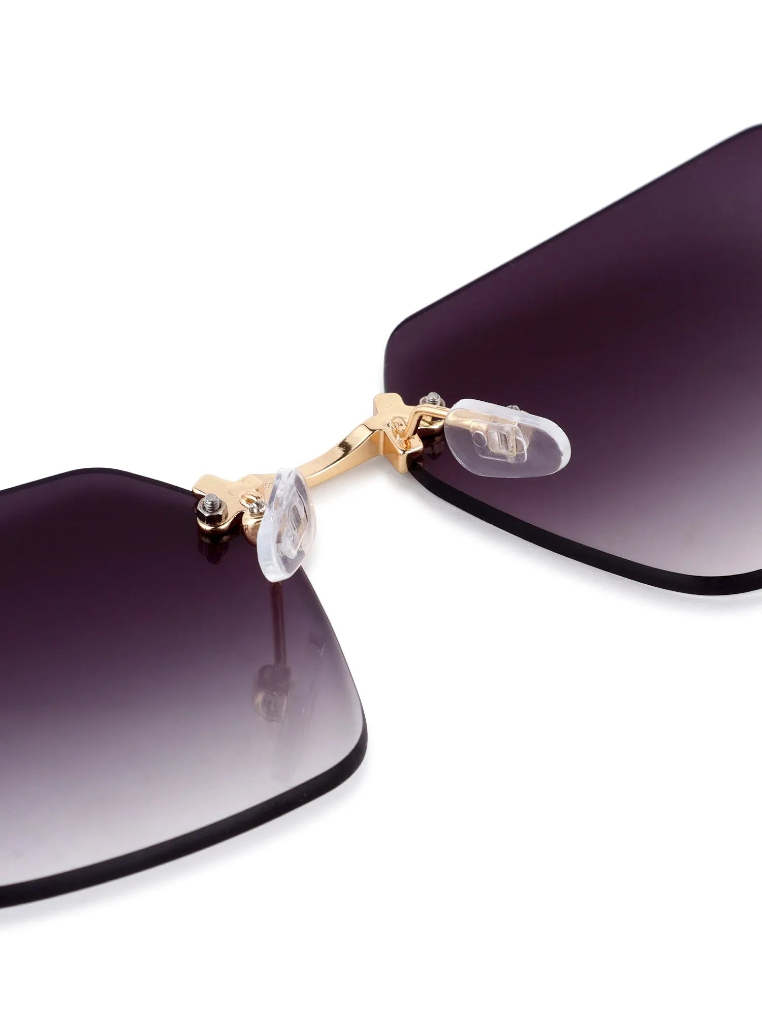Tesseron | Gradient Grey Small Rim Less Square Sunglasses for Women [UV-protected]