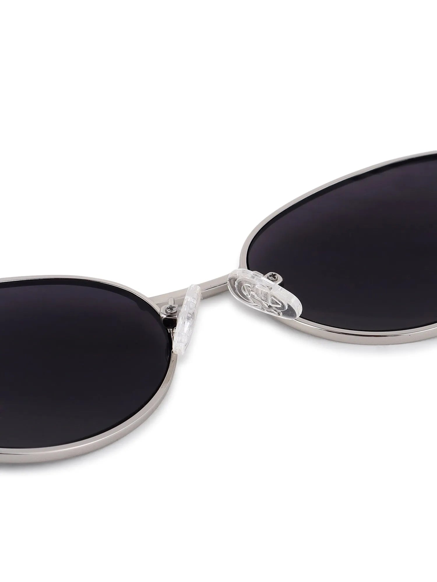 Fynora | Silver Medium Full Rim Oval Sunglasses for Women [UV-protected]