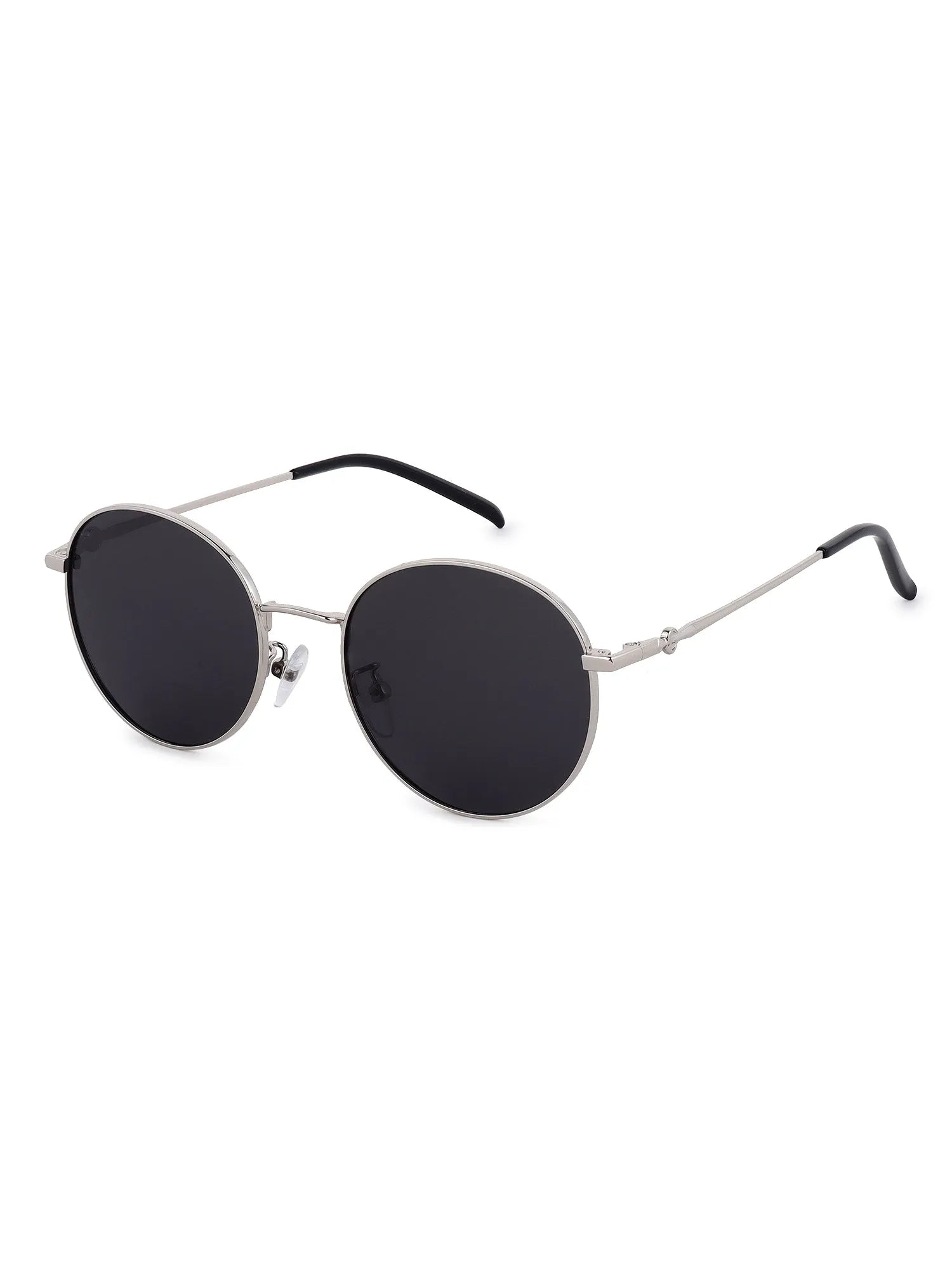 Dravyn | Silver Medium Full Rim Round Sunglasses for Men & Women [Polarized]