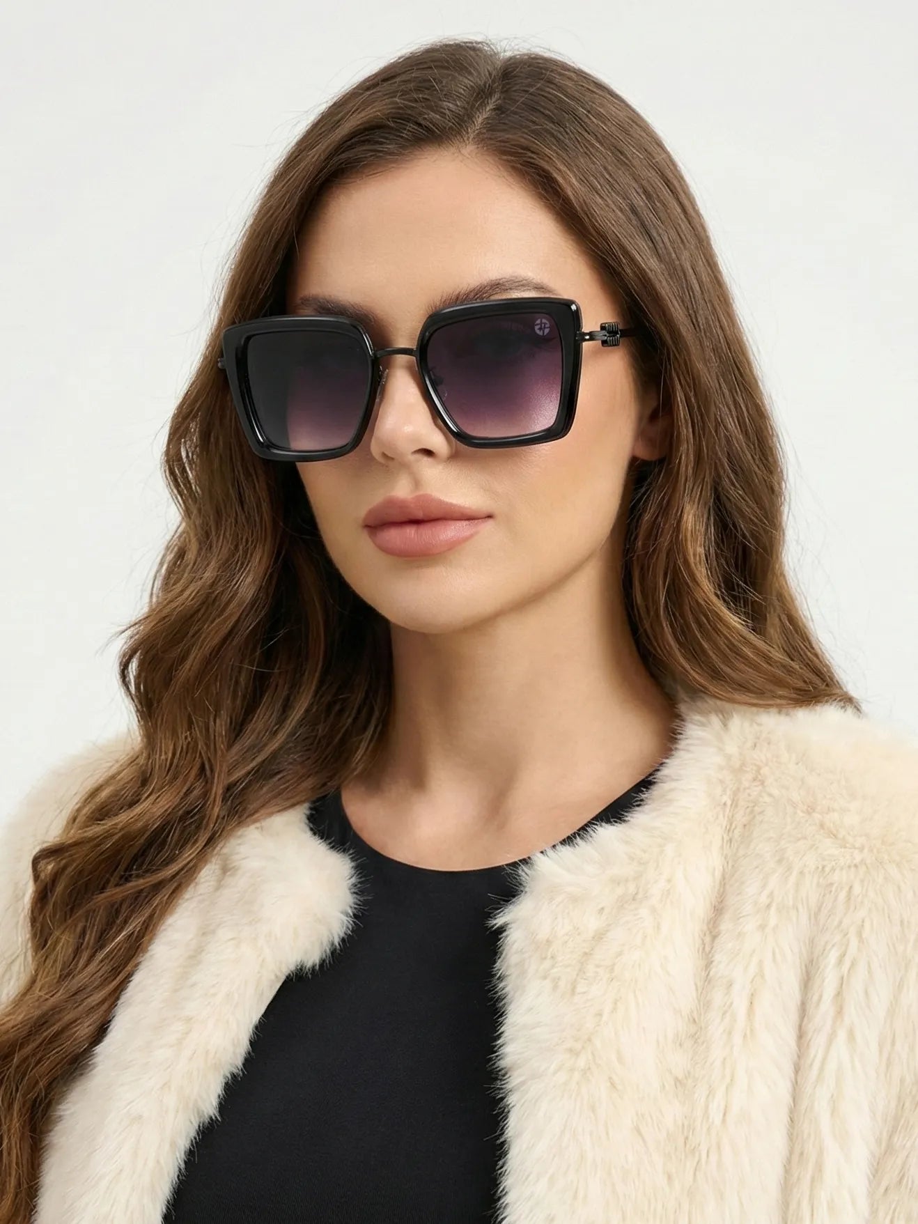 DuskDazzle | Black Large Full Rim Cateye Sunglasses for Women [UV-protected]