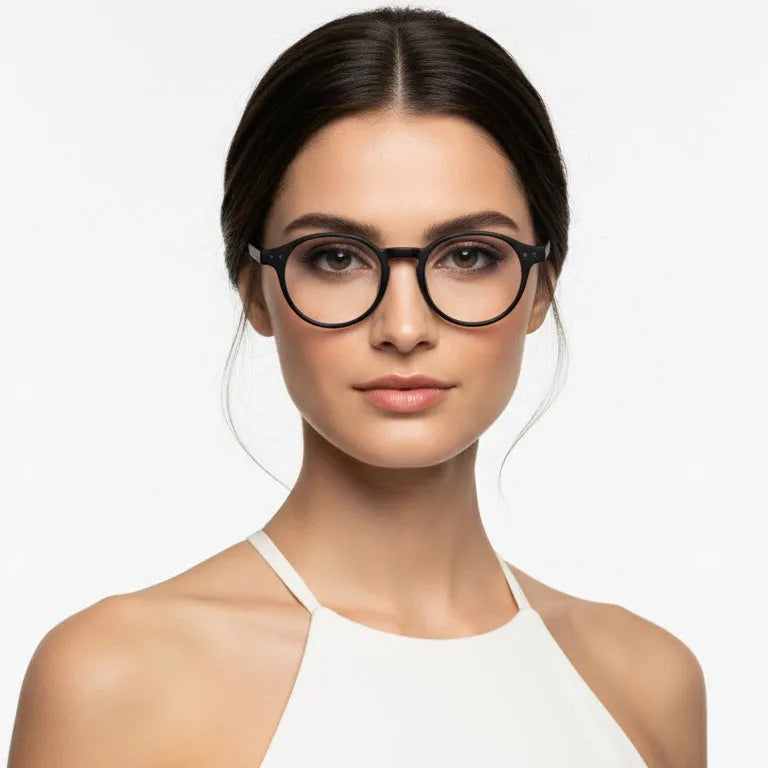 BluShield | Black Medium Full Rim CIRCLE Computer Glasses for Men & Women [Blue Block]