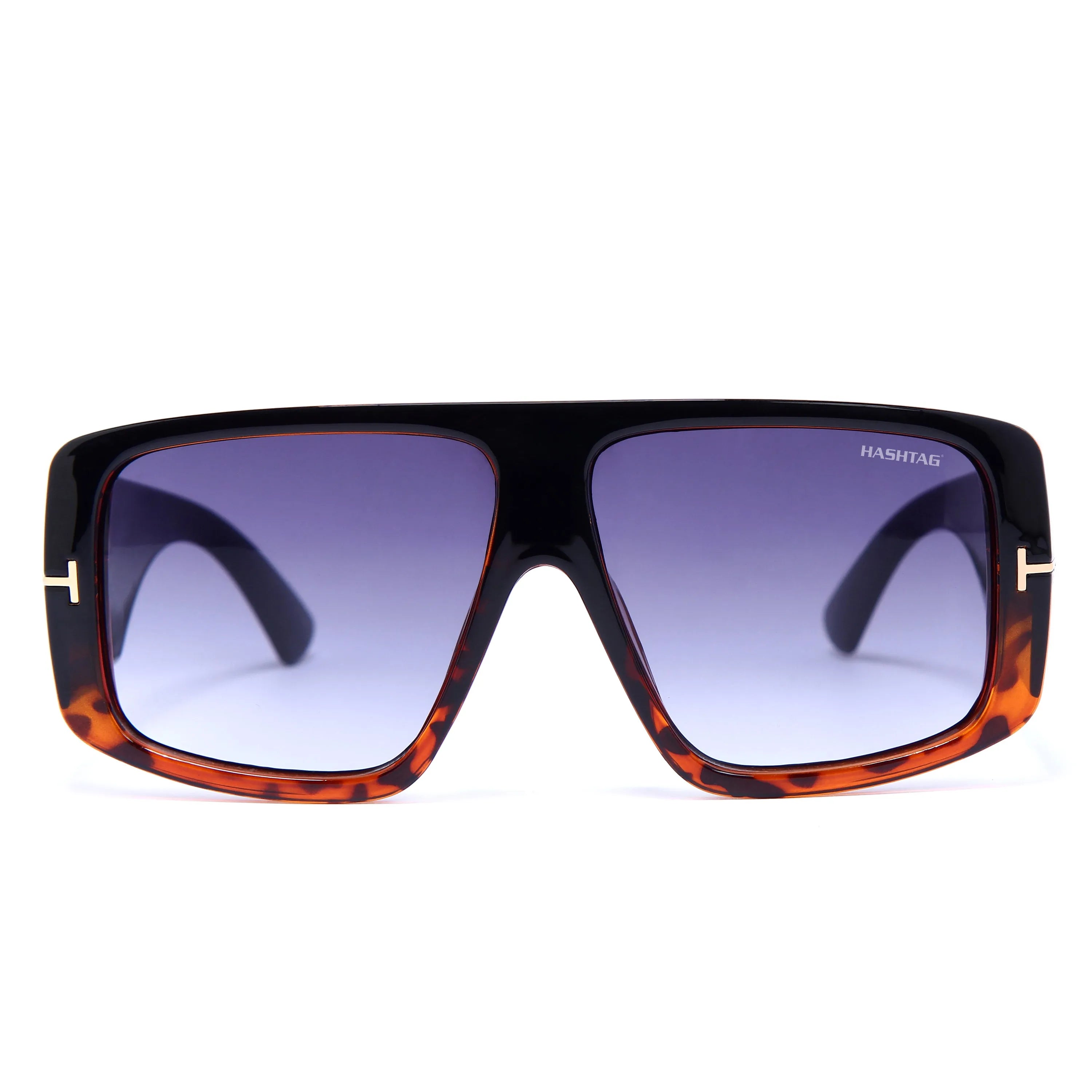 Helios | Havana and Golden Oversized Full Rim Square Sunglasses for Men & Women [UV-protected]
