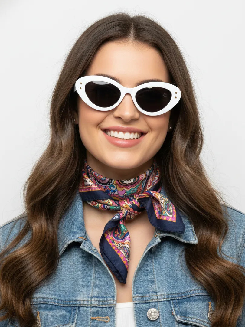 Sunshades | White & Black Medium Full Rim Cateye Sunglasses for Men & Women [UV-protected]