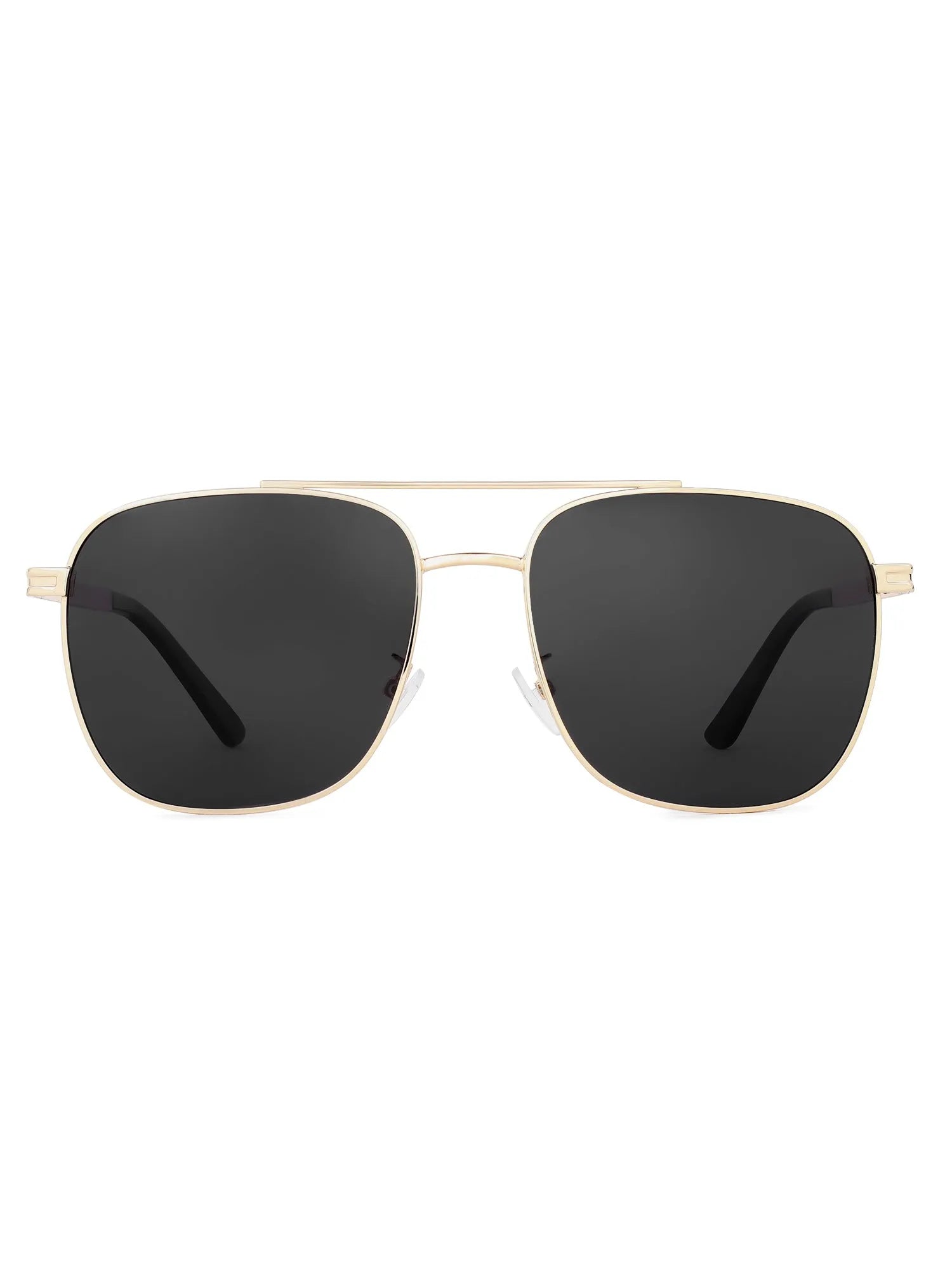 Quivion | Golden Large Full Rim Square Sunglasses for Men [Polarized]
