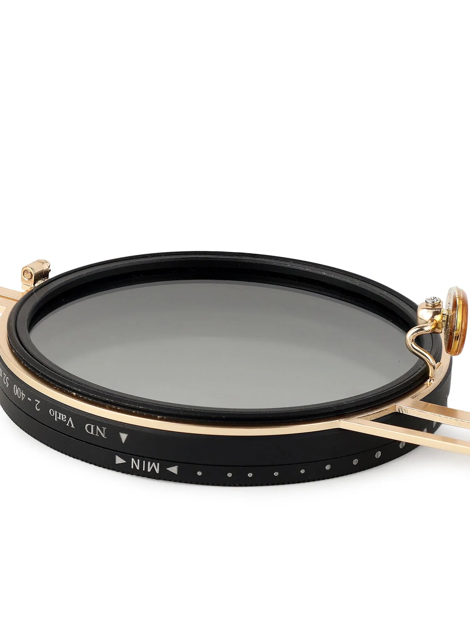 APERTURE | Golden & Black Large Full Rim Round Sunglasses for Men & Women [Tint Adjustable]