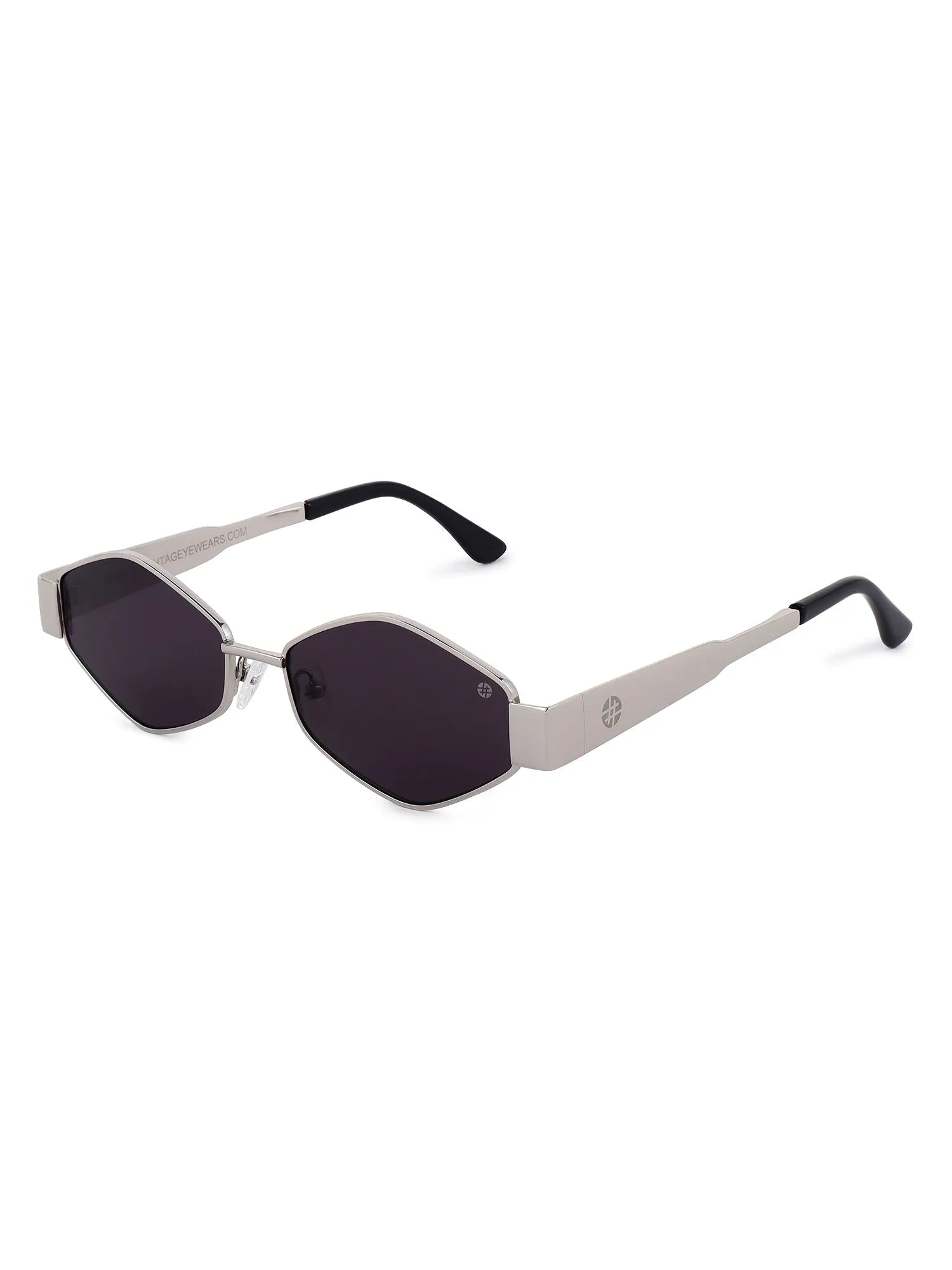 Ecliptor | Silver Medium Full Rim Diamond Sunglasses for Women [UV-protected]