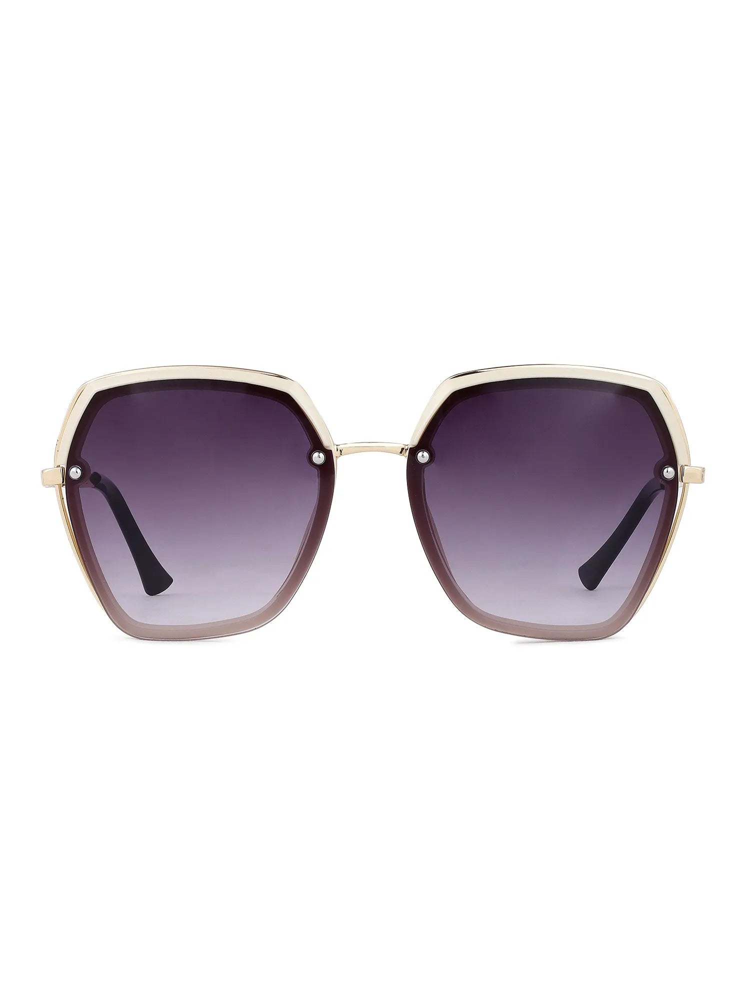 Lyra | Gradient Purple Large Full Rim Hexagonal Sunglasses for Women [UV-protected]