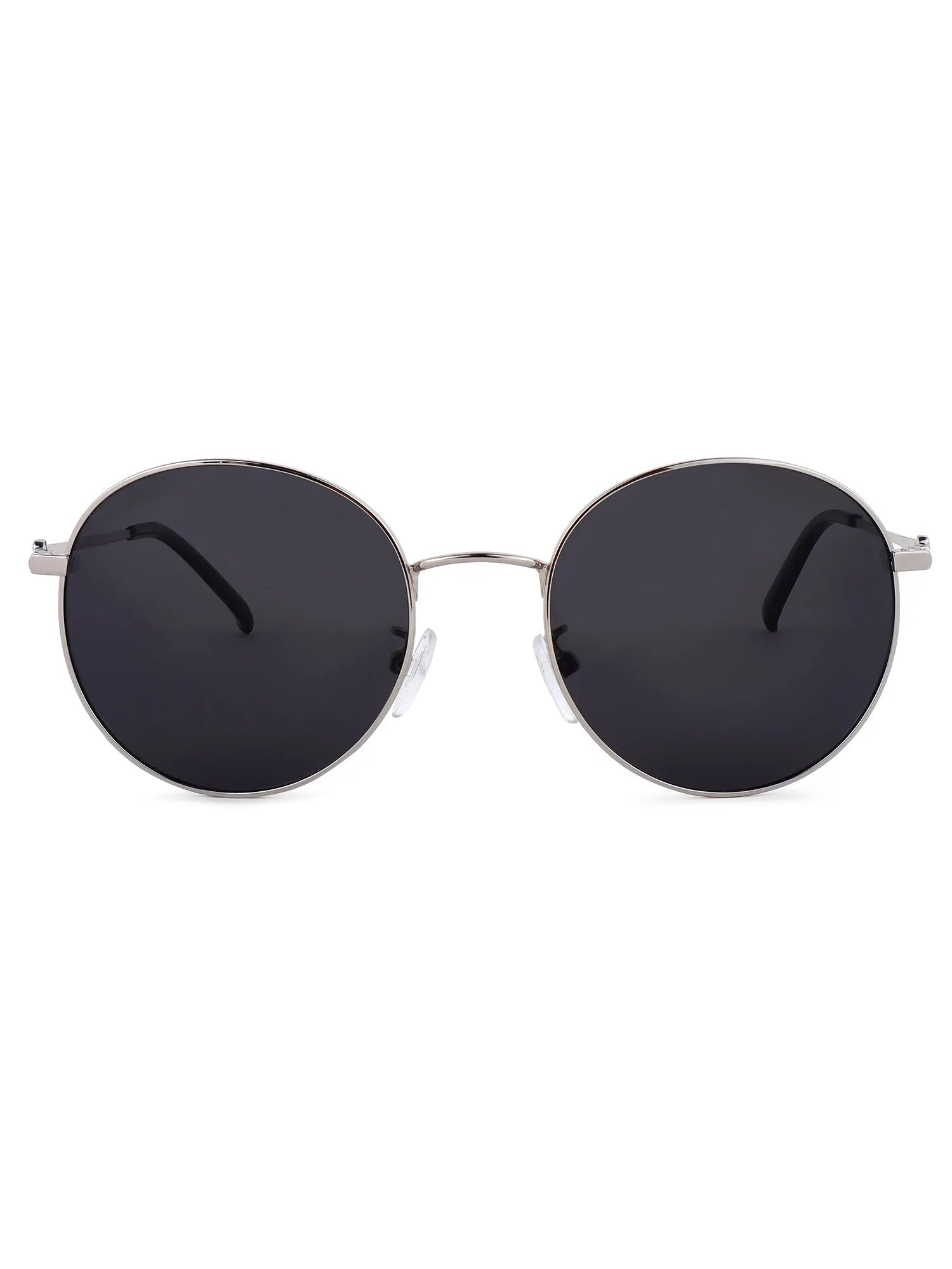 Dravyn | Silver Medium Full Rim Round Sunglasses for Men & Women [Polarized]