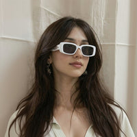 Vynor | White Medium Full Rim Square Sunglasses for Men & Women [UV-protected] HASHTAG X WHITECHERRY