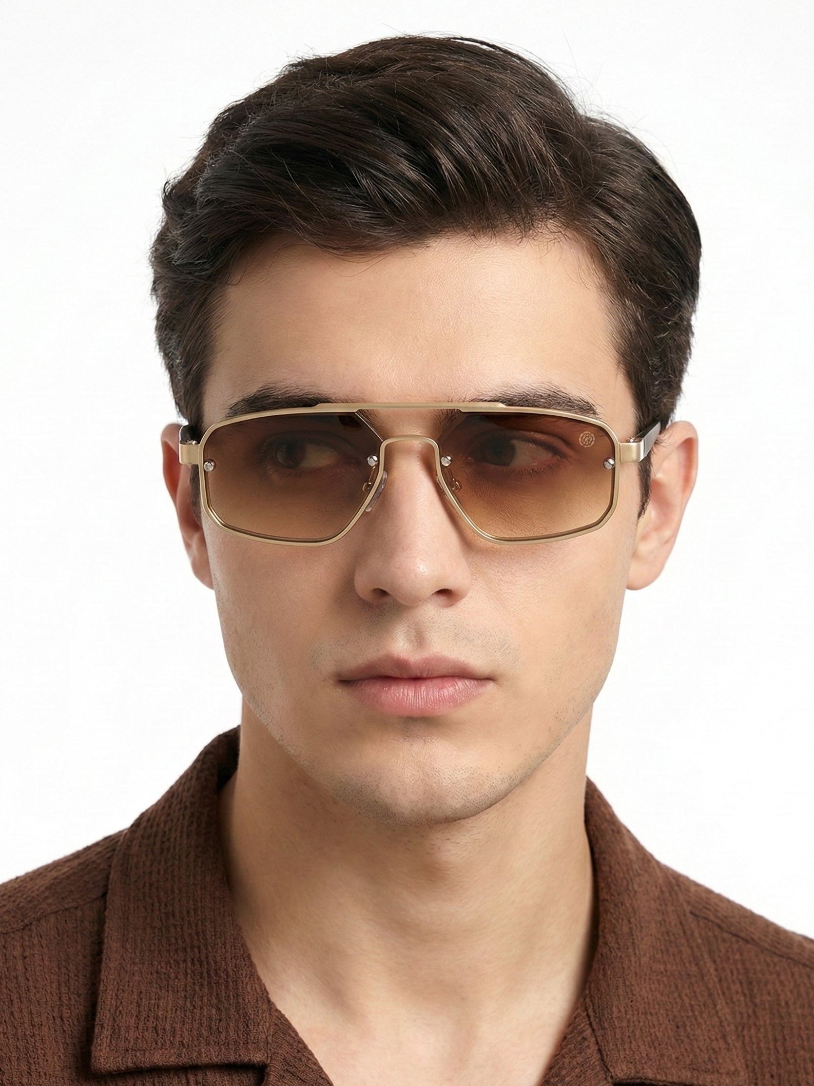 Shadron | Gredient Brown Medium Full Rim Rectangle Sunglasses for Men [UV-protected]