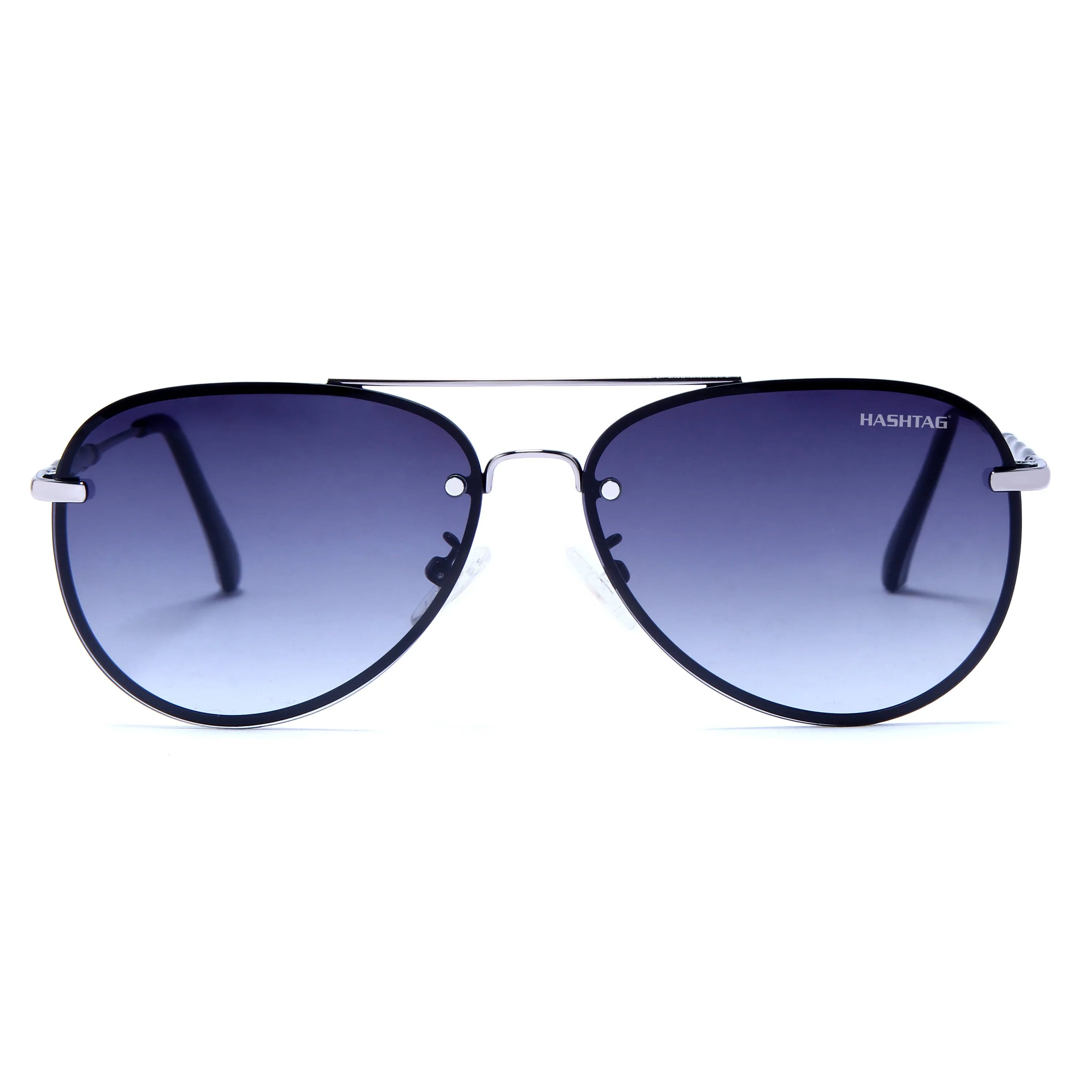 Nuvia | Gradient Blue Medium Full Rim Aviator Sunglasses for Men & Women [Polarized]