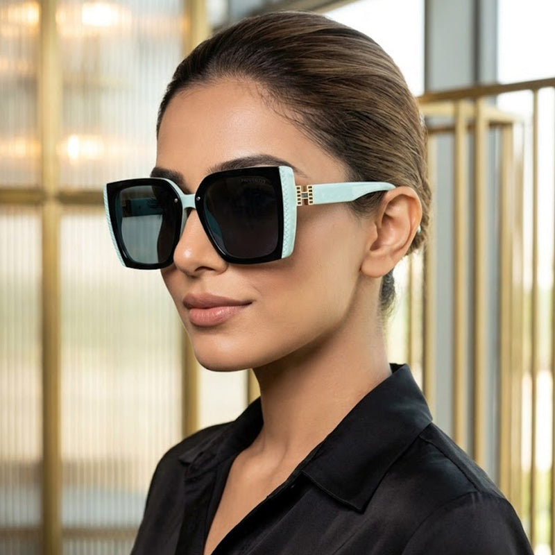 Rapture | Blue Large Full Rim Square Sunglasses for Women [UV-protected]