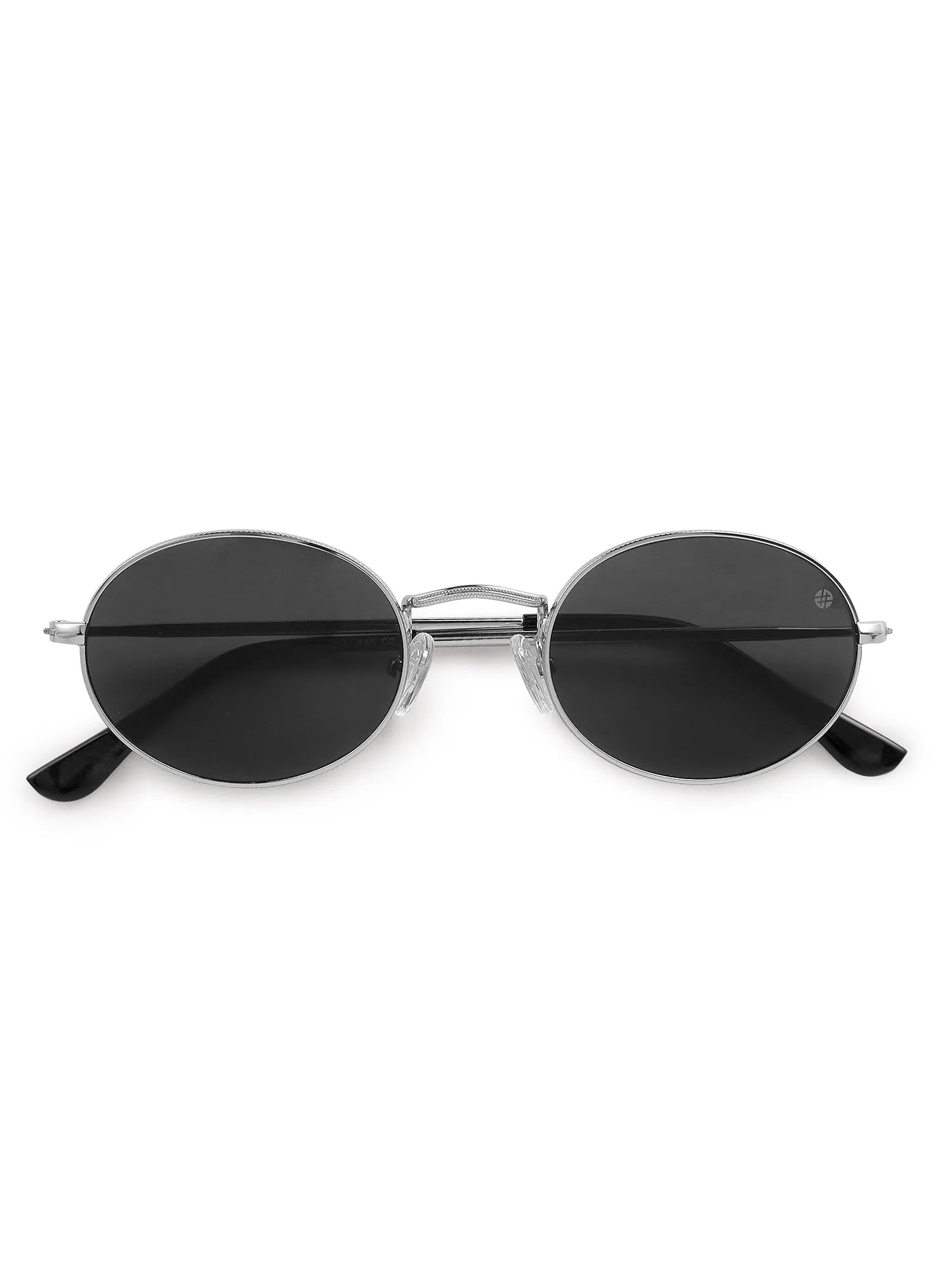 Nimbra | Silver Small Full Rim Oval Sunglasses for Women [UV-protected]
