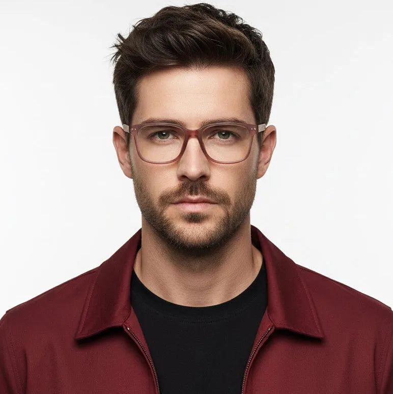 NexEye | Transparent Mate Maroon Medium Full Rim RECTANGLE Computer Glasses for Men & Women [Blue Block]