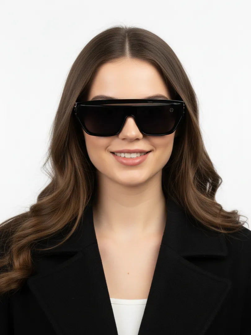 Umbra | Black/Gold Medium Full Rim Rectangle Sunglasses for Men & Women [UV-protected]