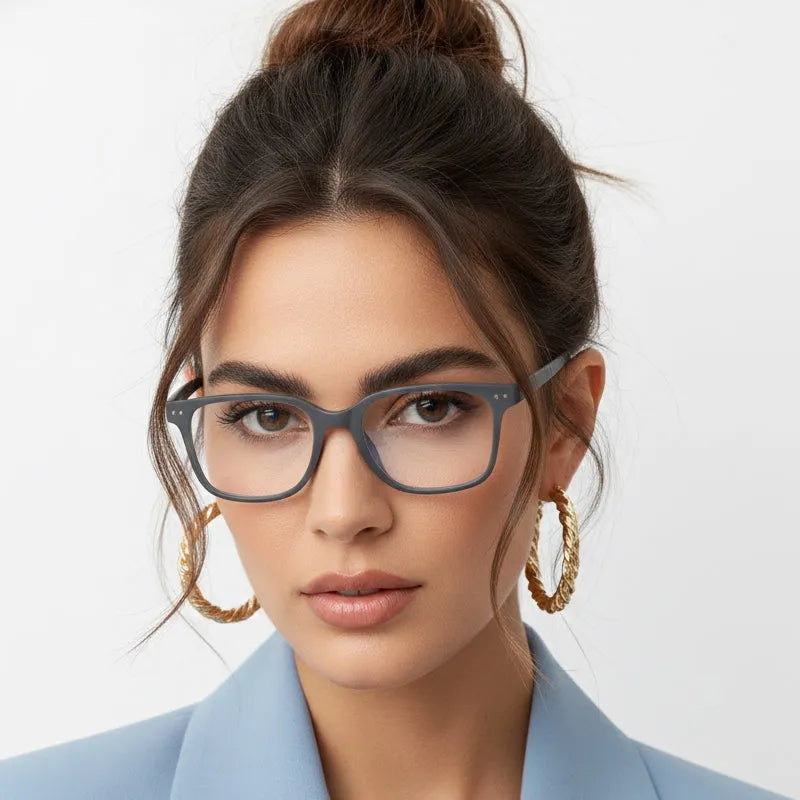 NexEye | Grey Medium Full Rim RECTANGLE Computer Glasses for Men & Women [Blue Block]