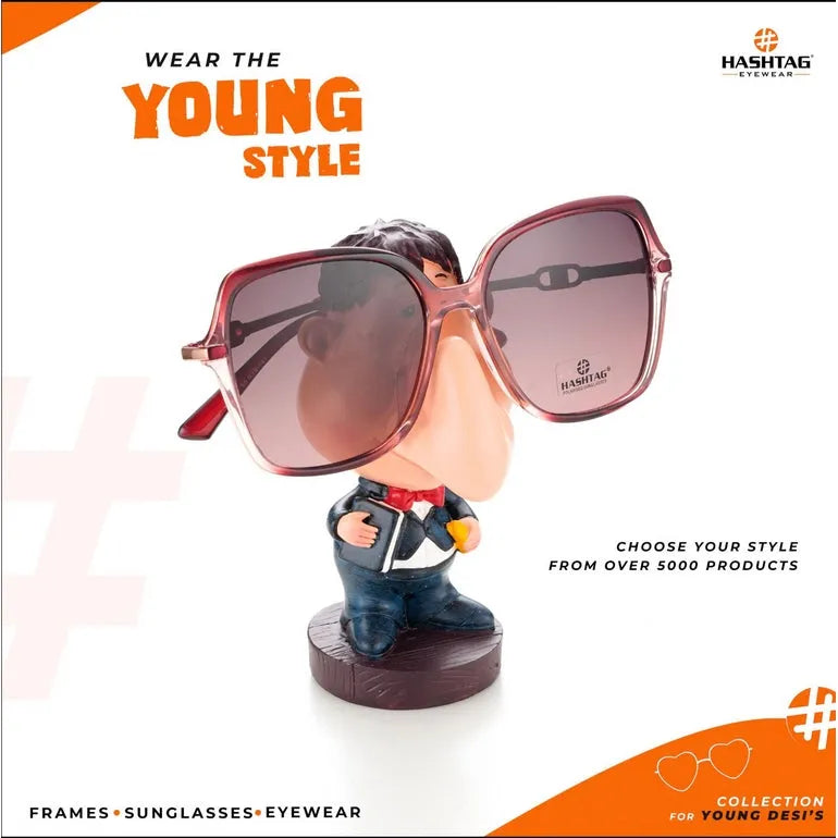 Eclipta | Red Oversized Full Rim Rectangle Sunglasses for Women [Polarized]