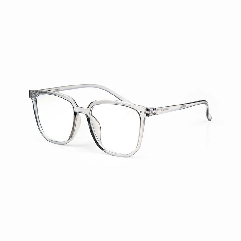 HASHTAG Blue Block Wayfarer Polycarbonate Transparent Eyeglasses for Men and Women -AB13-1962-Grey