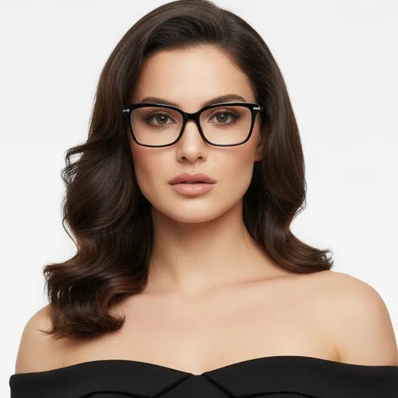 Focusly | Black Medium Full Rim RECTANGLE Computer Glasses for Men & Women [Blue Block]