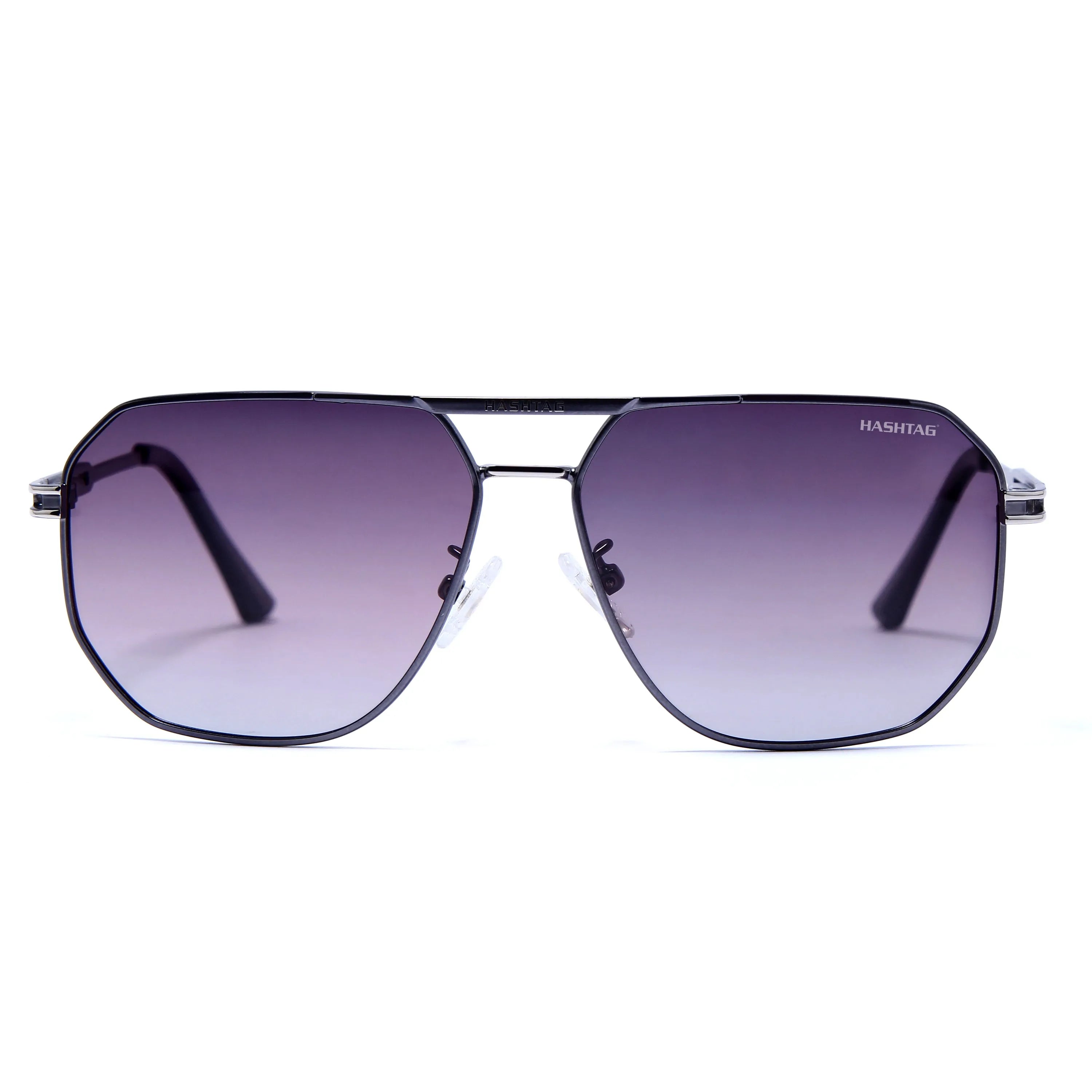 Sion | Gradient Purple Medium Full Rim Haxagonal Sunglasses for Men & Women [Polarized]