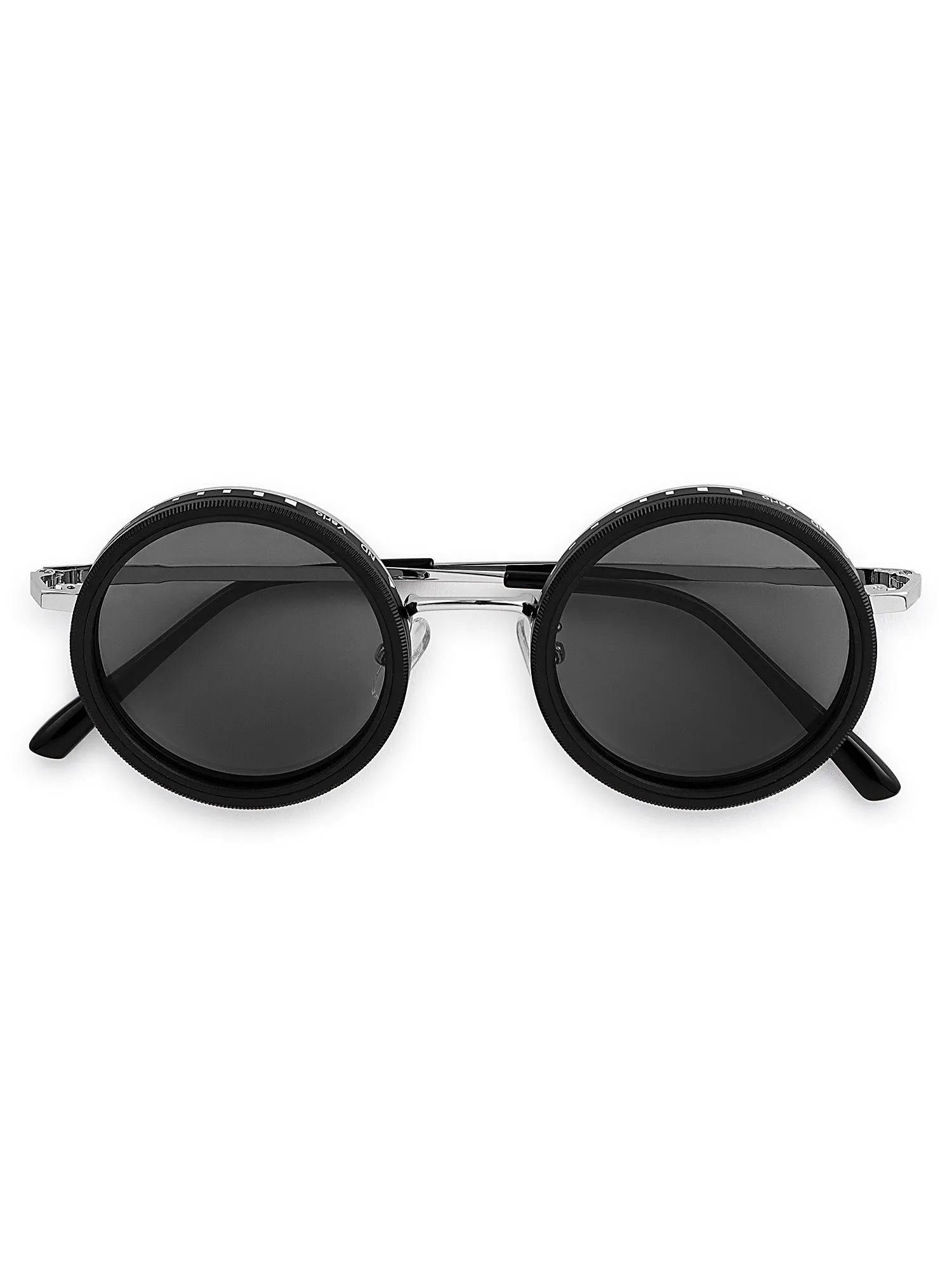 APERTURE SB | Silver & Black Large Full Rim Round Sunglasses for Men & Women [Tint Adjustable]