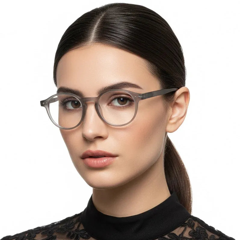 BluShield | Transparent Smoke Medium Full Rim CIRCLE Computer Glasses for Men & Women [Blue Block]