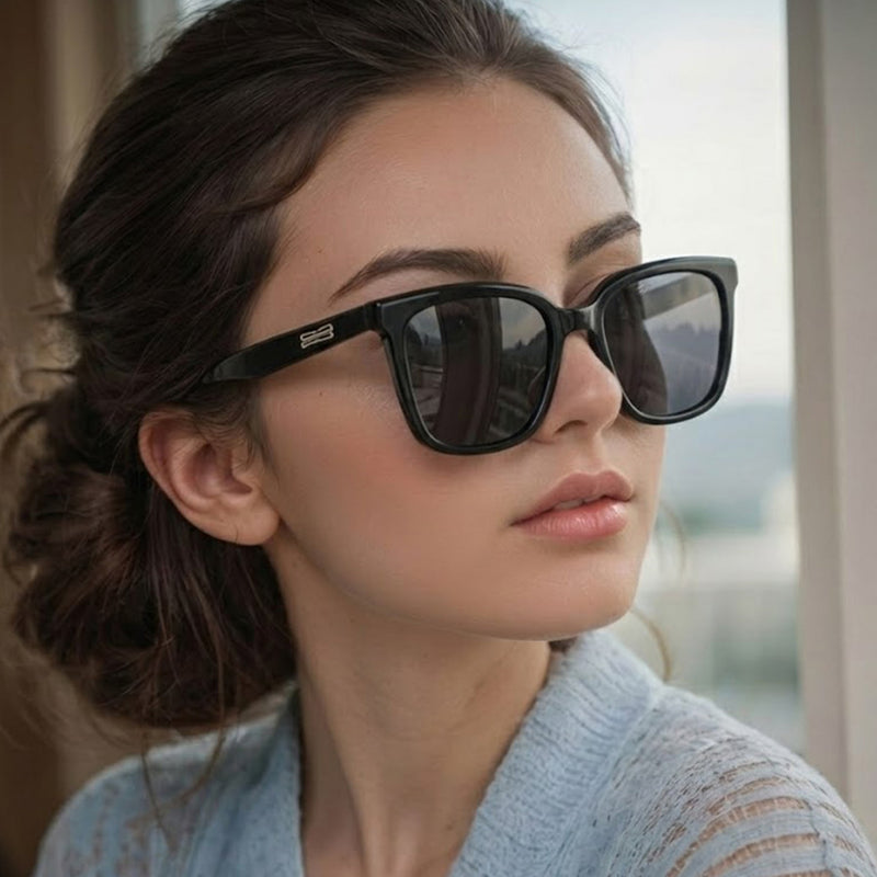 Lumor | Black Medium Full Rim Square Sunglasses for Women [UV-protected]