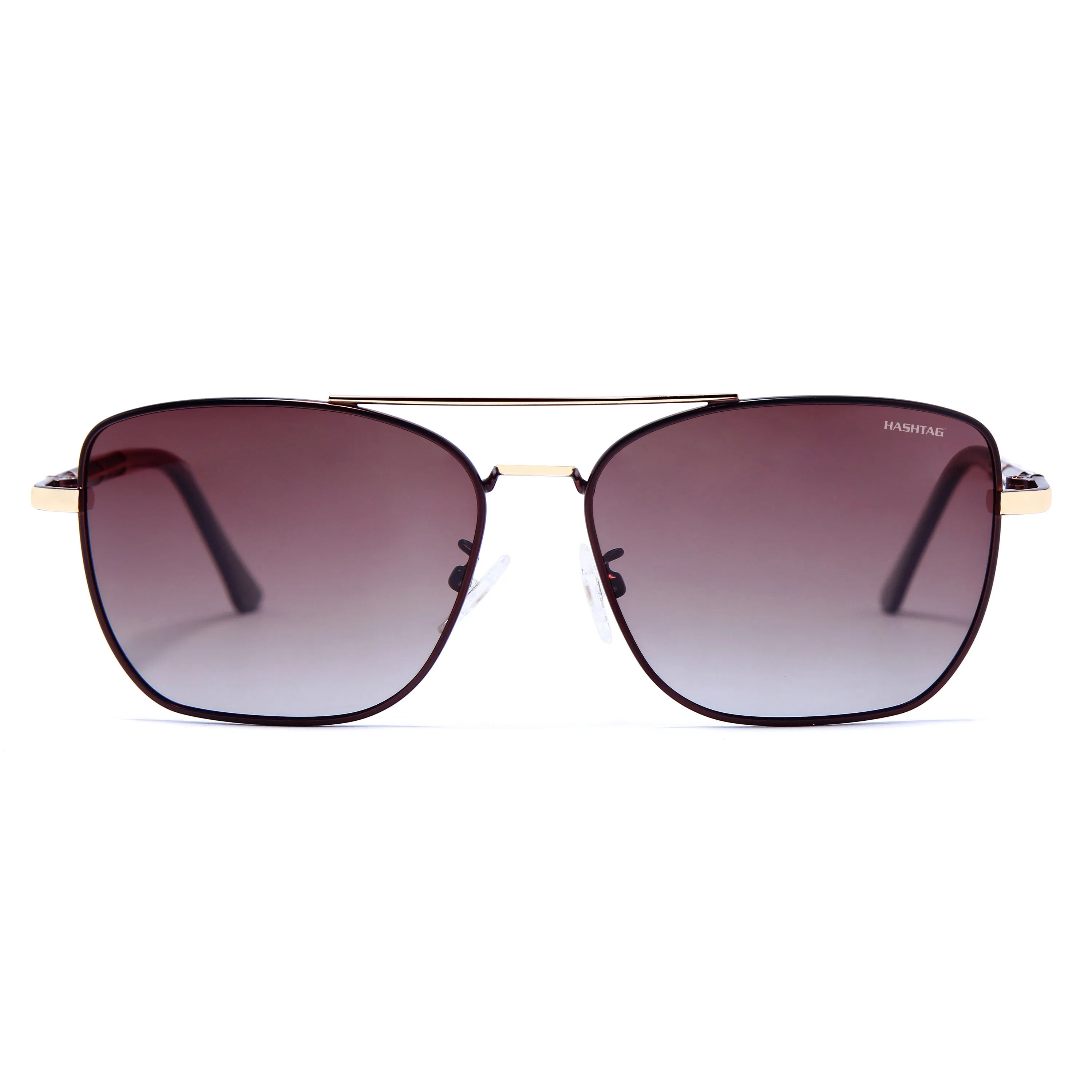 Enira | Gradient Brown Large Full Rim RECTANGLE Sunglasses for Men & Women [Polarized]