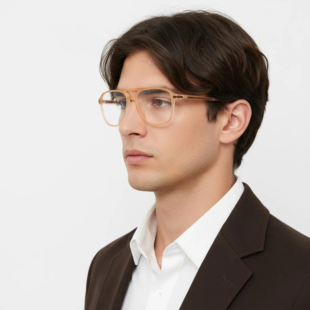 BluLite | Transparent Orange Medium Full Rim Square Computer Glasses for Men & Women [Blue Block]