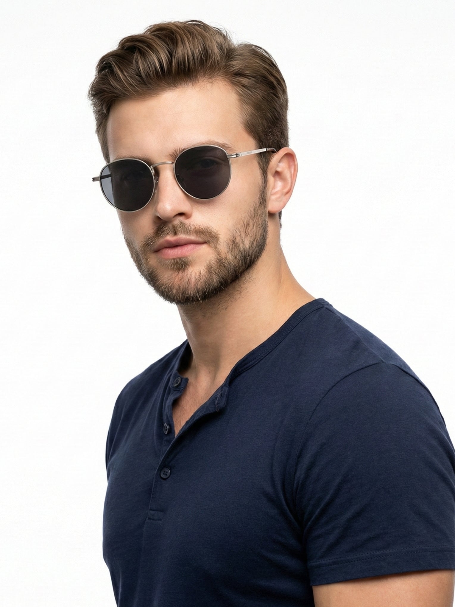 Solyra | Grey Medium Full Rim Oval Sunglasses for Men [UV-protected]
