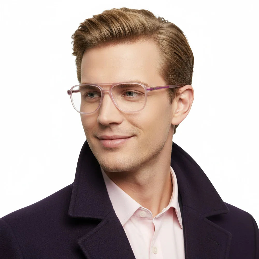 BluLite | Transparent Pink & Transparent White Medium Full Rim Square Computer Glasses for Men & Women [Blue Block]