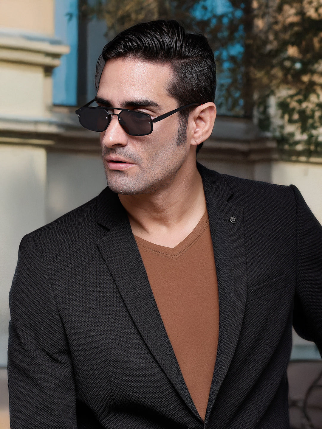 Shadron | Black Medium Full Rim Rectangle Sunglasses for Men [UV-protected]