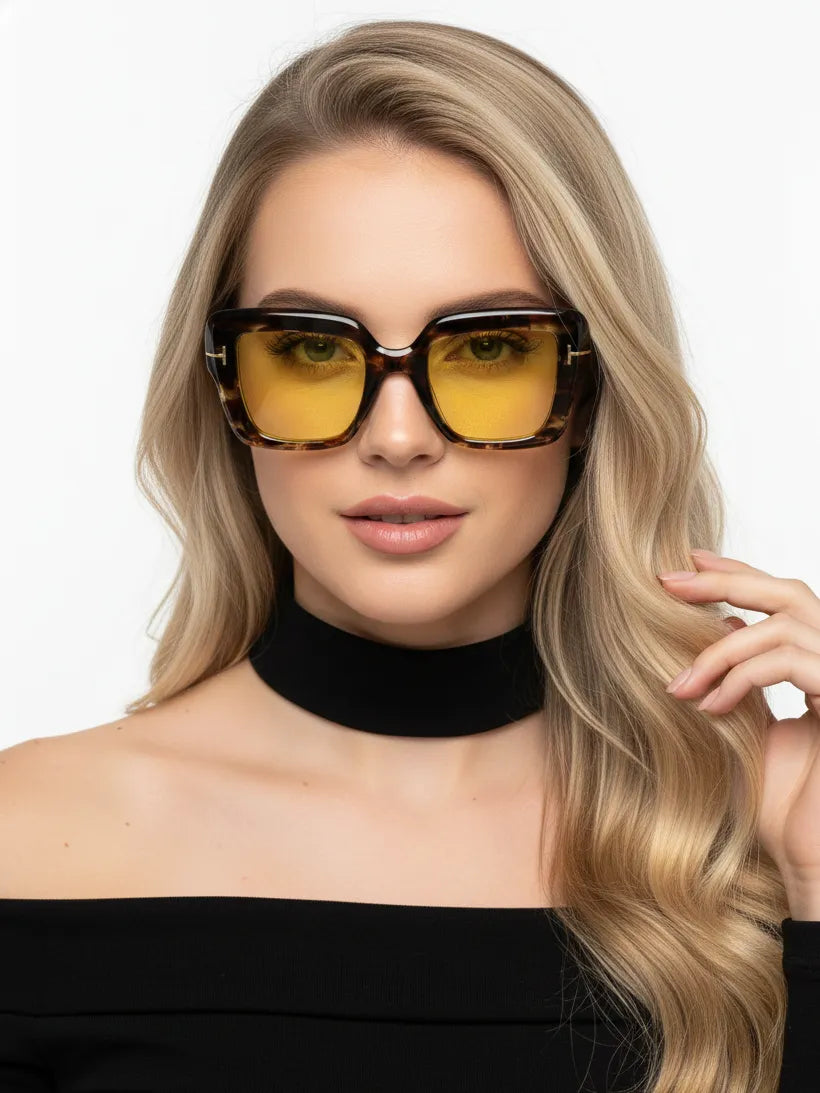 GlareGuard | Yellow Medium Full Rim Square Sunglasses for Men & Women [UV-protected]
