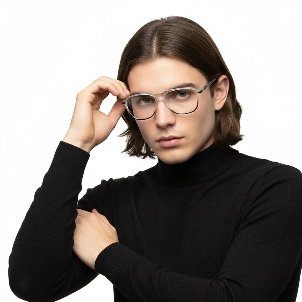 BluLite | Transparent White & Black Medium Full Rim Square Computer Glasses for Men & Women [Blue Block]