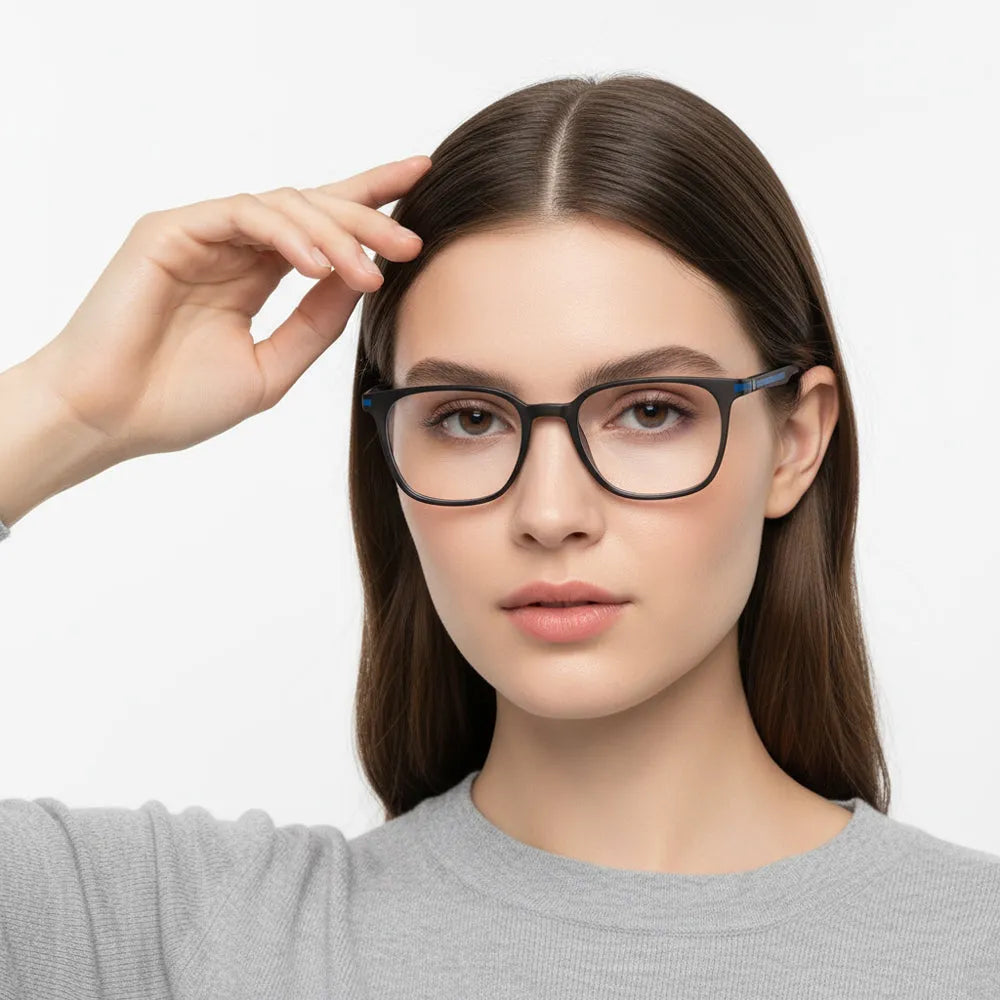 Blokz | Black Medium Full Rim RECTANGLE Computer Glasses for Men & Women [Blue Block]