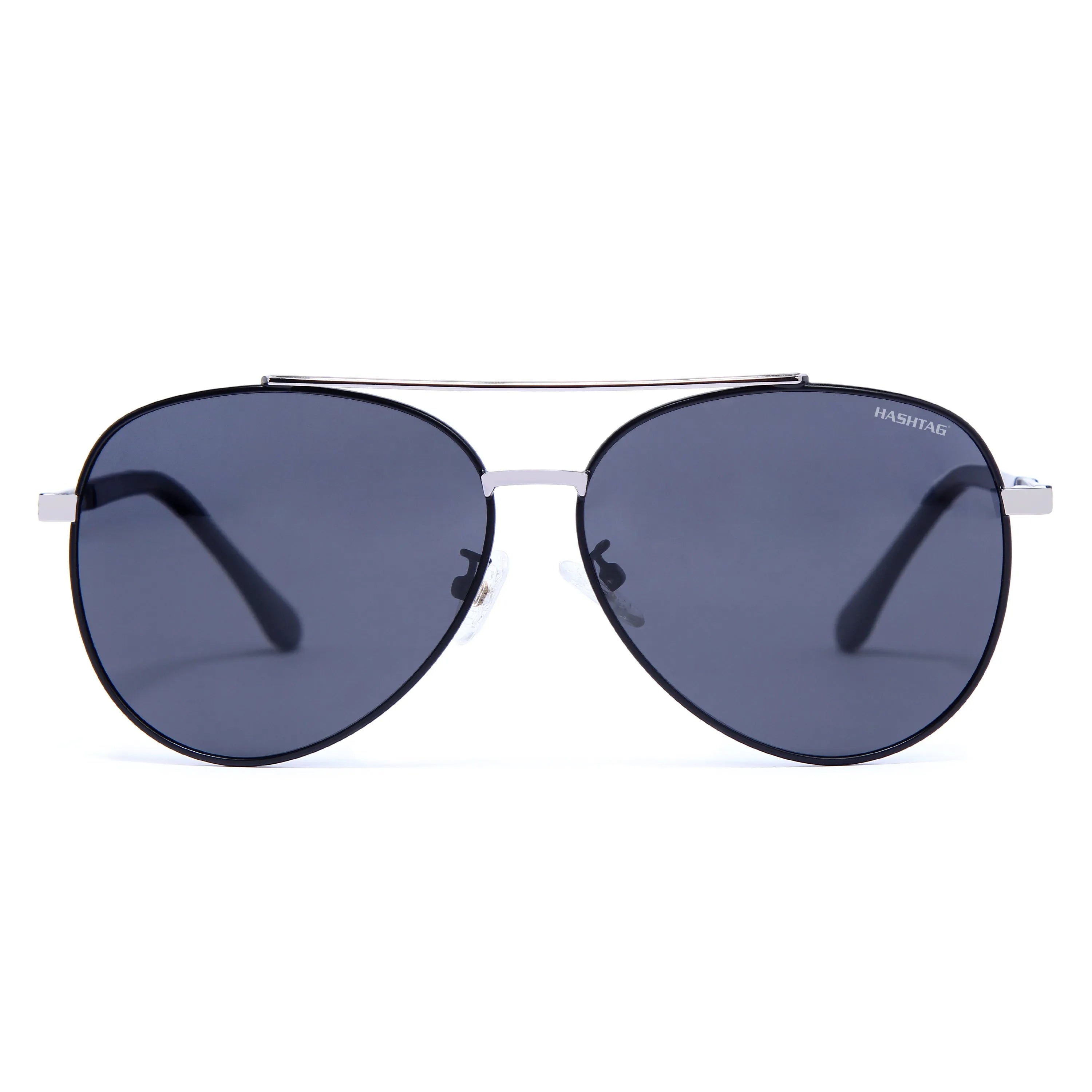 Ambience | Grey Medium Full Rim Aviator Sunglasses for Men & Women [Polarized]