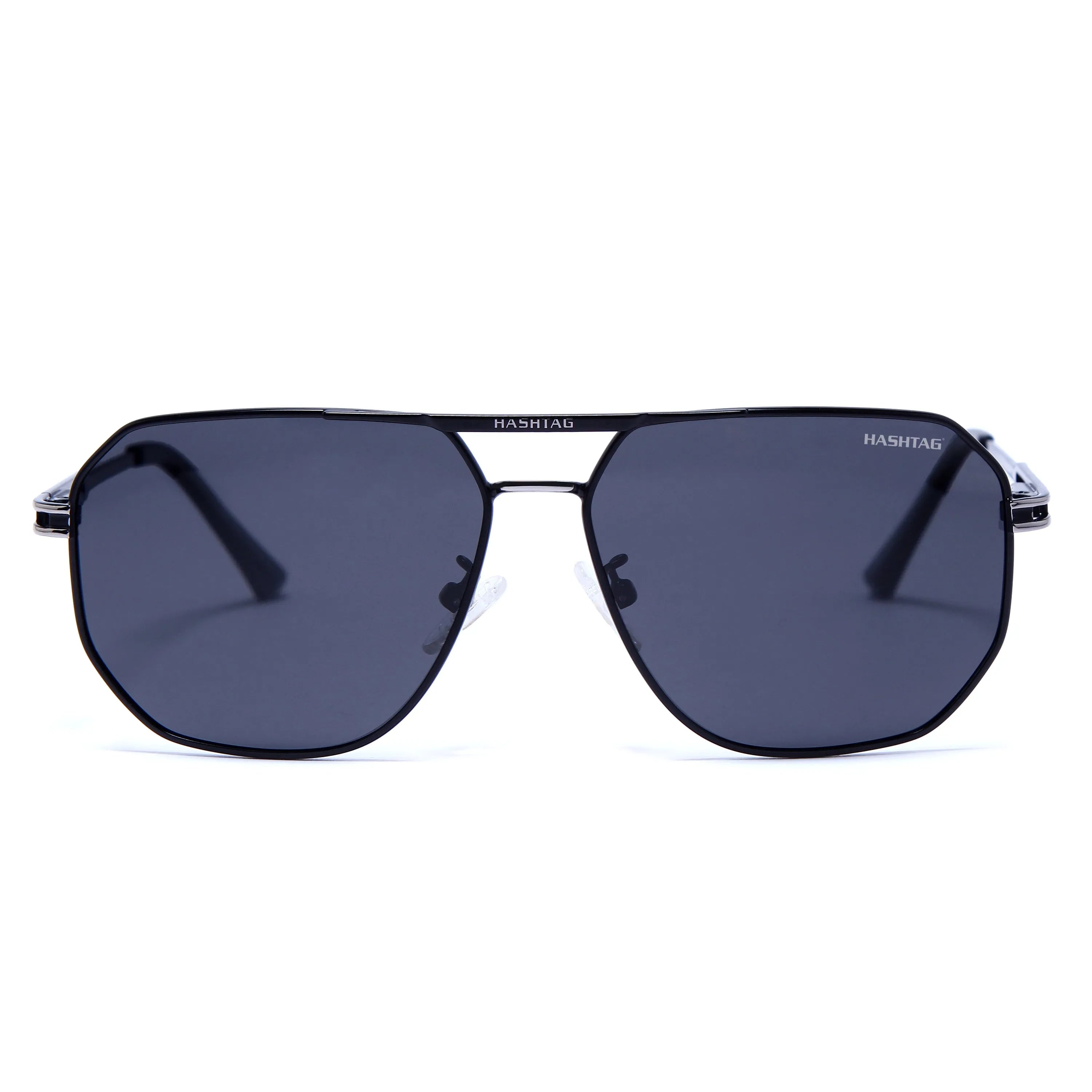 Sion | Grey Medium Full Rim Haxagonal Sunglasses for Men & Women [Polarized]