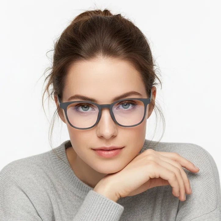 Clario | Grey Medium Full Rim RECTANGLE Computer Glasses for Men & Women [Blue Block]