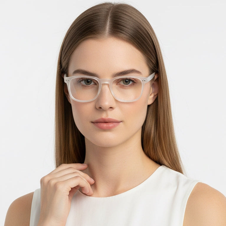 BluArmor | Transparent Medium Full Rim SQUARE Computer Glasses for Men & Women [Blue Block]