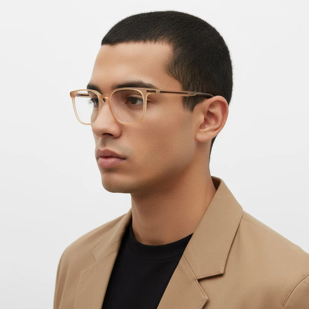 Blokz | Transparent Orange Medium Full Rim RECTANGLE Computer Glasses for Men & Women [Blue Block]