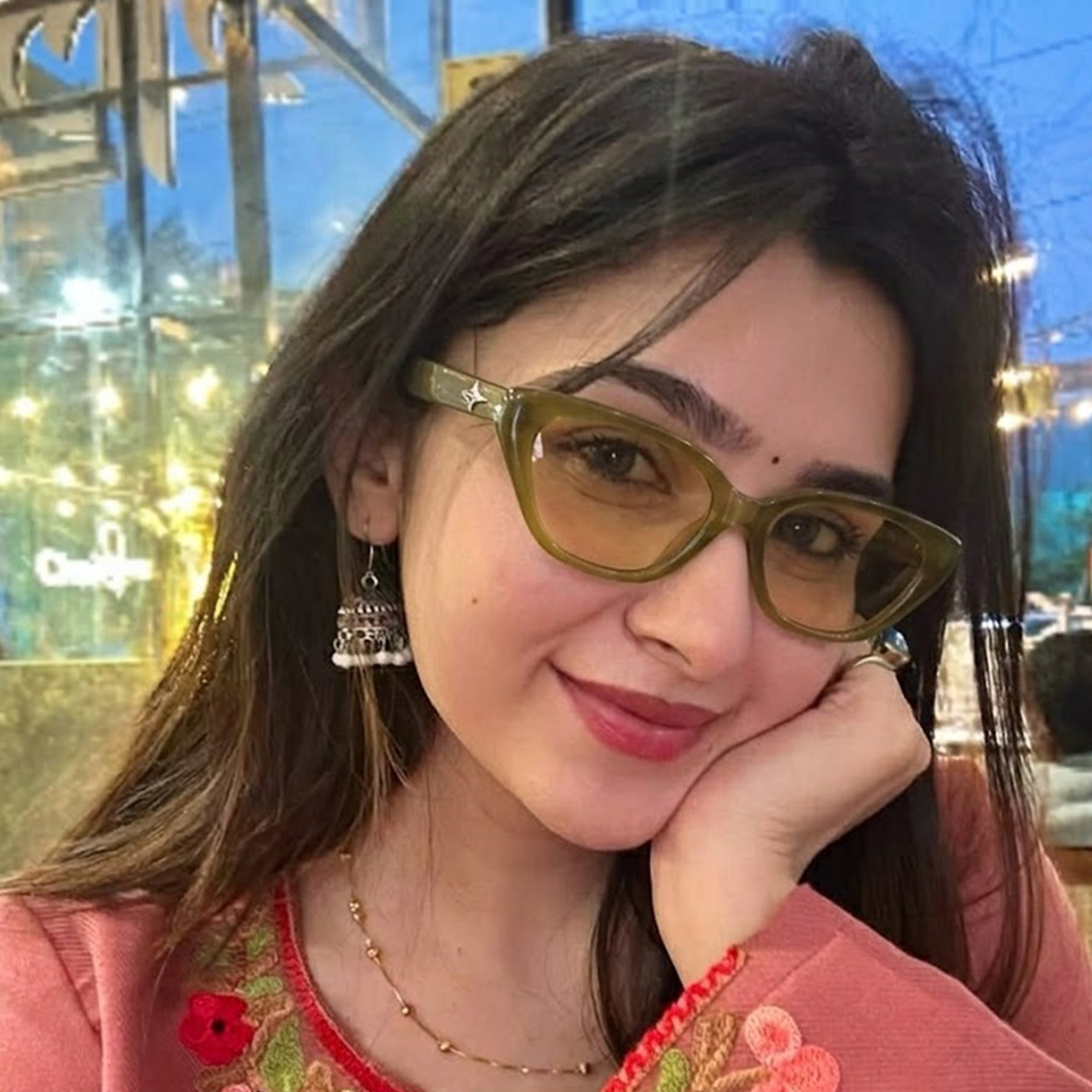 Syra | Transparent-Green Medium Full Rim Cat-Eye Sunglasses for Women [UV-protected] HASHTAG X WHITECHERRY