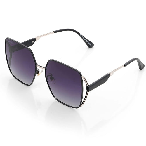 D-DIVA | Grent Purple Large Half Rim Square Sunglasses for Women [Polarized]