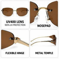 Valtrix | Brown Medium Rim Less Oval Sunglasses for Men [UV-protected]