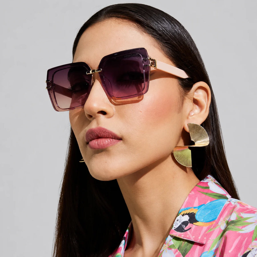 Valoria | Pink Large Full Rim Square Sunglasses for Women [UV-protected]