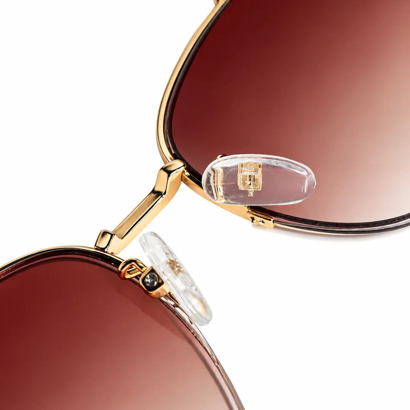 Eclipse | Brown Medium Half Rim Square Sunglasses for Women [UV-protected]