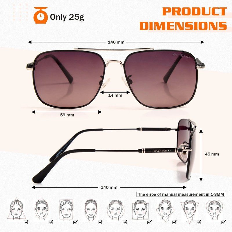 Unity Gradient Brown Medium Full Rim Square Sunglasses for Men & Women — Hashtag Eyewears