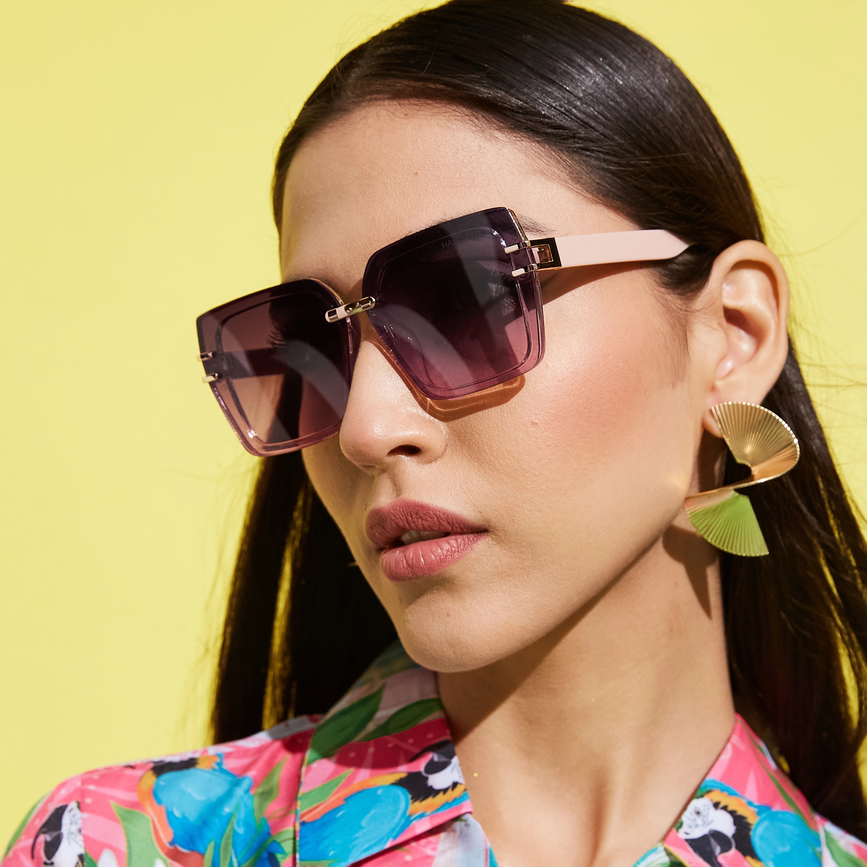 Valoria | Pink Large Full Rim Square Sunglasses for Women [UV-protected]