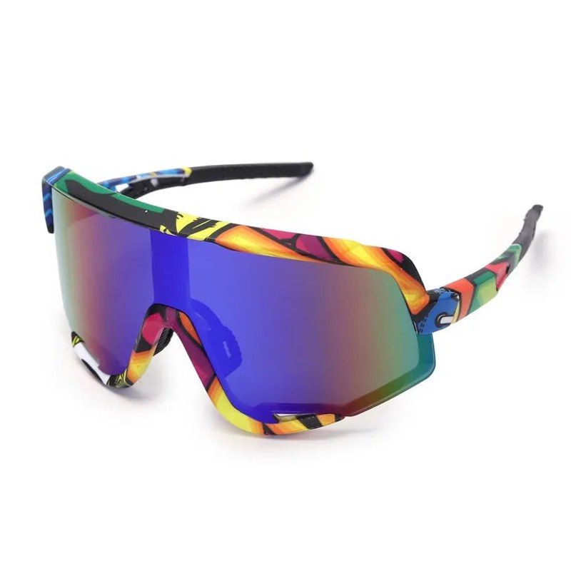 Nexis Blue/ Green Large Full Rim Shield Sports Sunglasses for Men & Women — Hashtag Eyewears