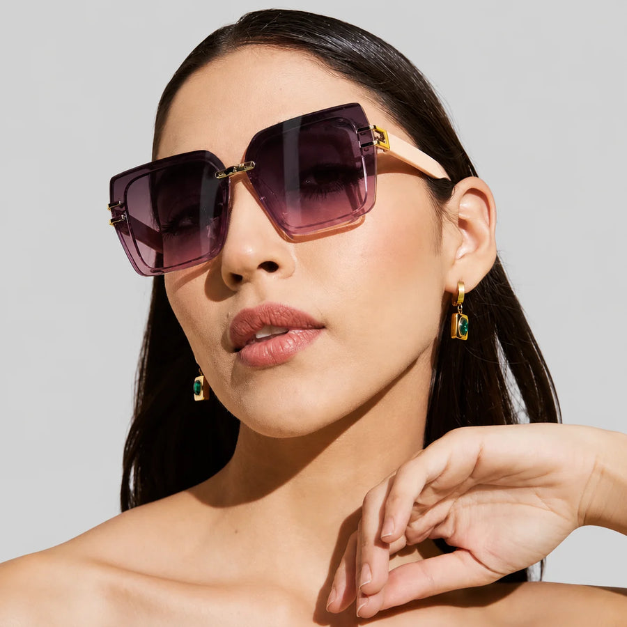 Valoria | Pink Large Full Rim Square Sunglasses for Women [UV-protected]